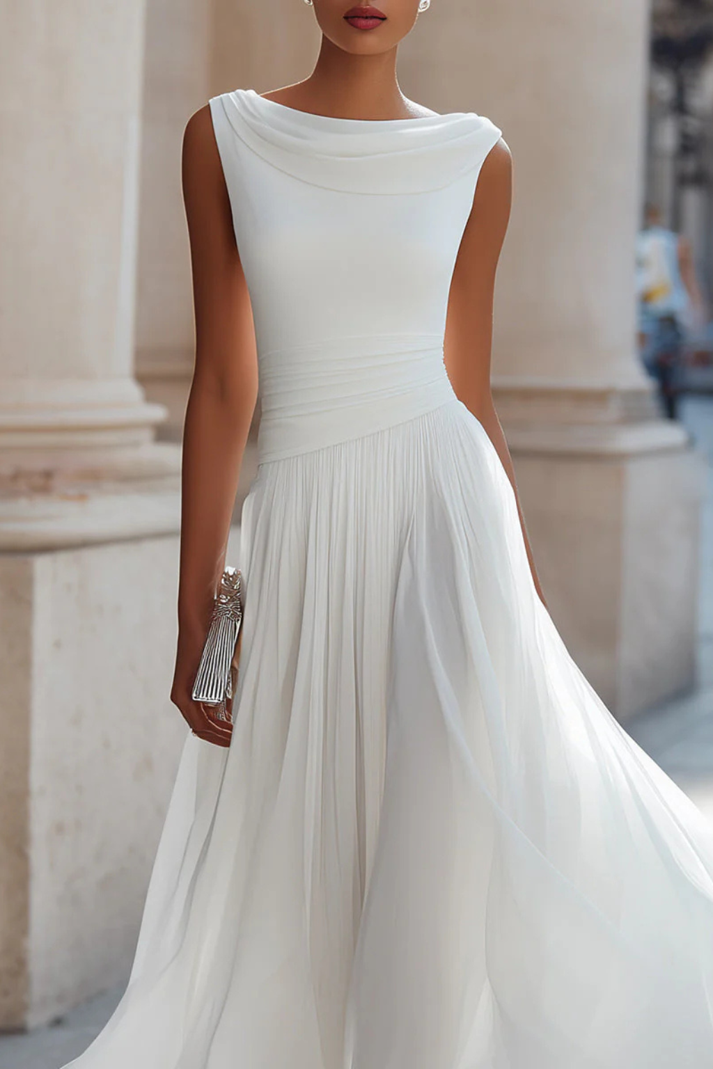 Sleeveless Midi Dress for Women with Flowing A-Line Silhouette