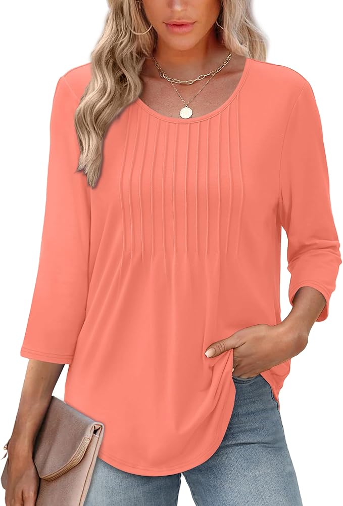 Structured 3/4 Sleeve Blouse for Women | Versatile Office Top