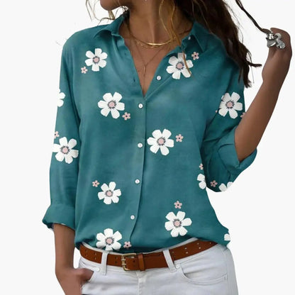 Women’s Casual Floral Button Up Blouse