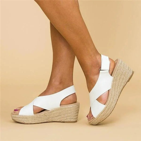Cross Strap Wedge Espadrille Sandals for Women