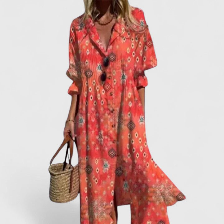 Paula Boho Maxi Dress for Women - Elegant Flowy Style