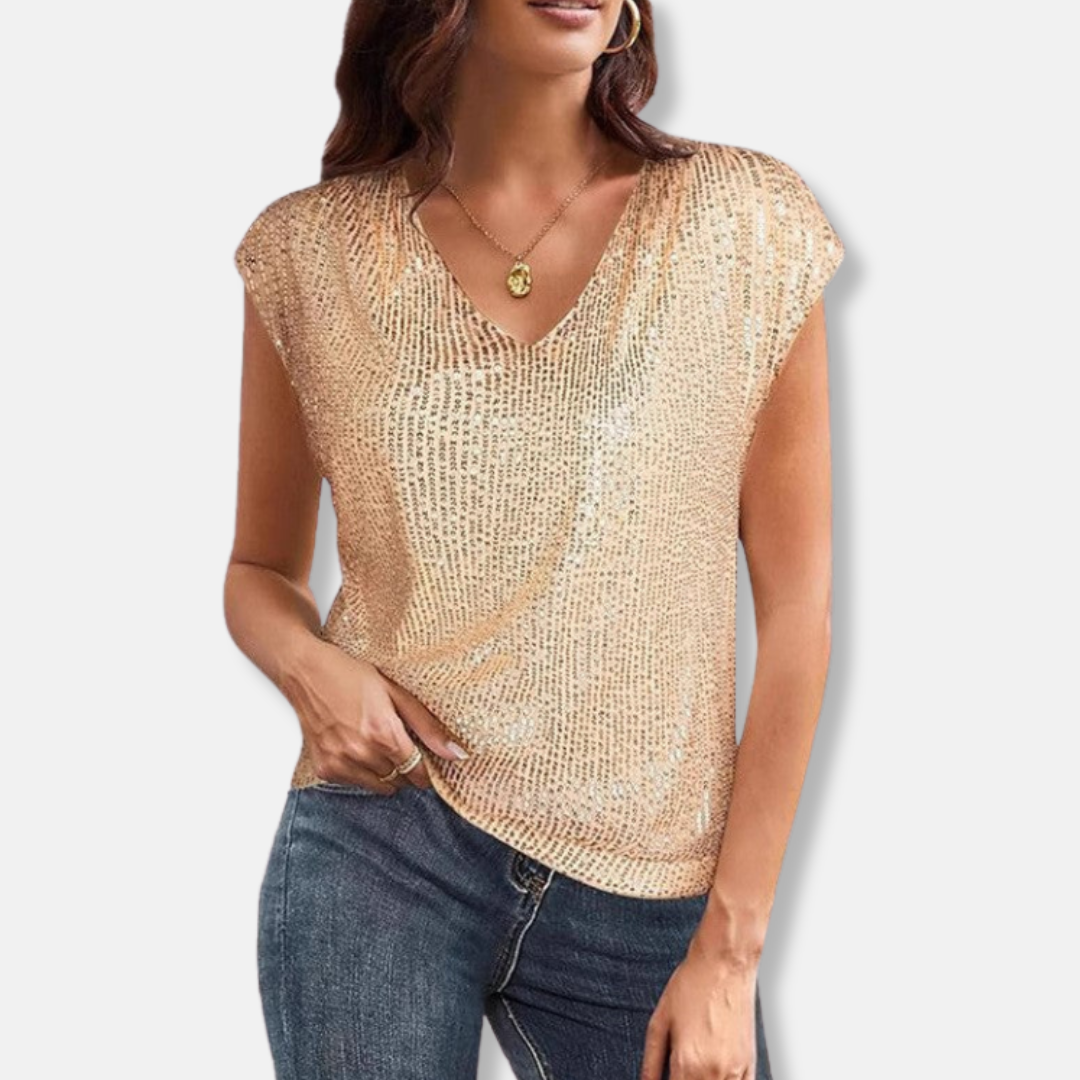 Women’s Sequin V-Neck Party Top