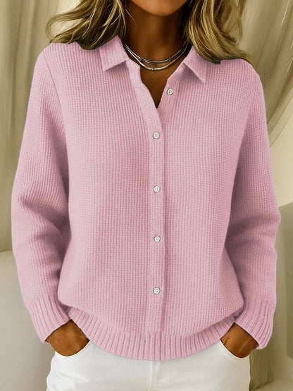 Women's Knit Button-Up Collared Sweater Cardigan