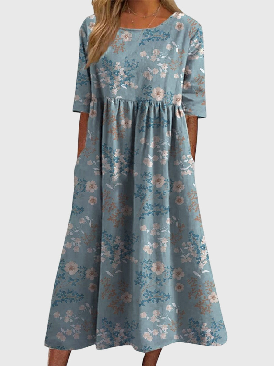 Embroidered Flowy Midi Dress for Women, Multiple Colors