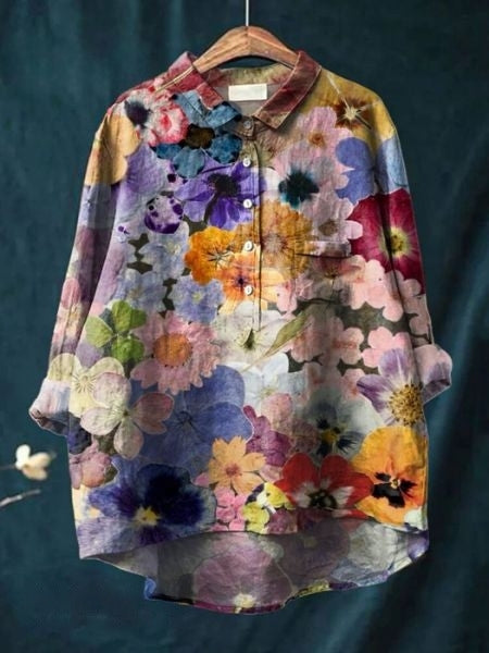 Casual Floral Long Sleeve Blouse Women