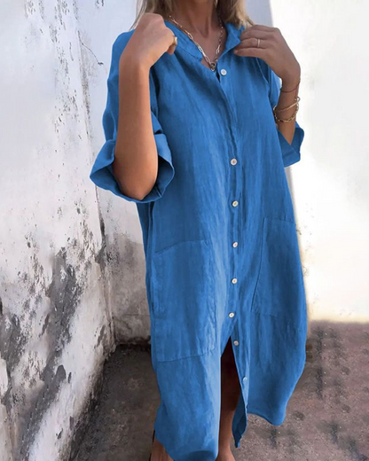 Boho Floral Button-Down Dress