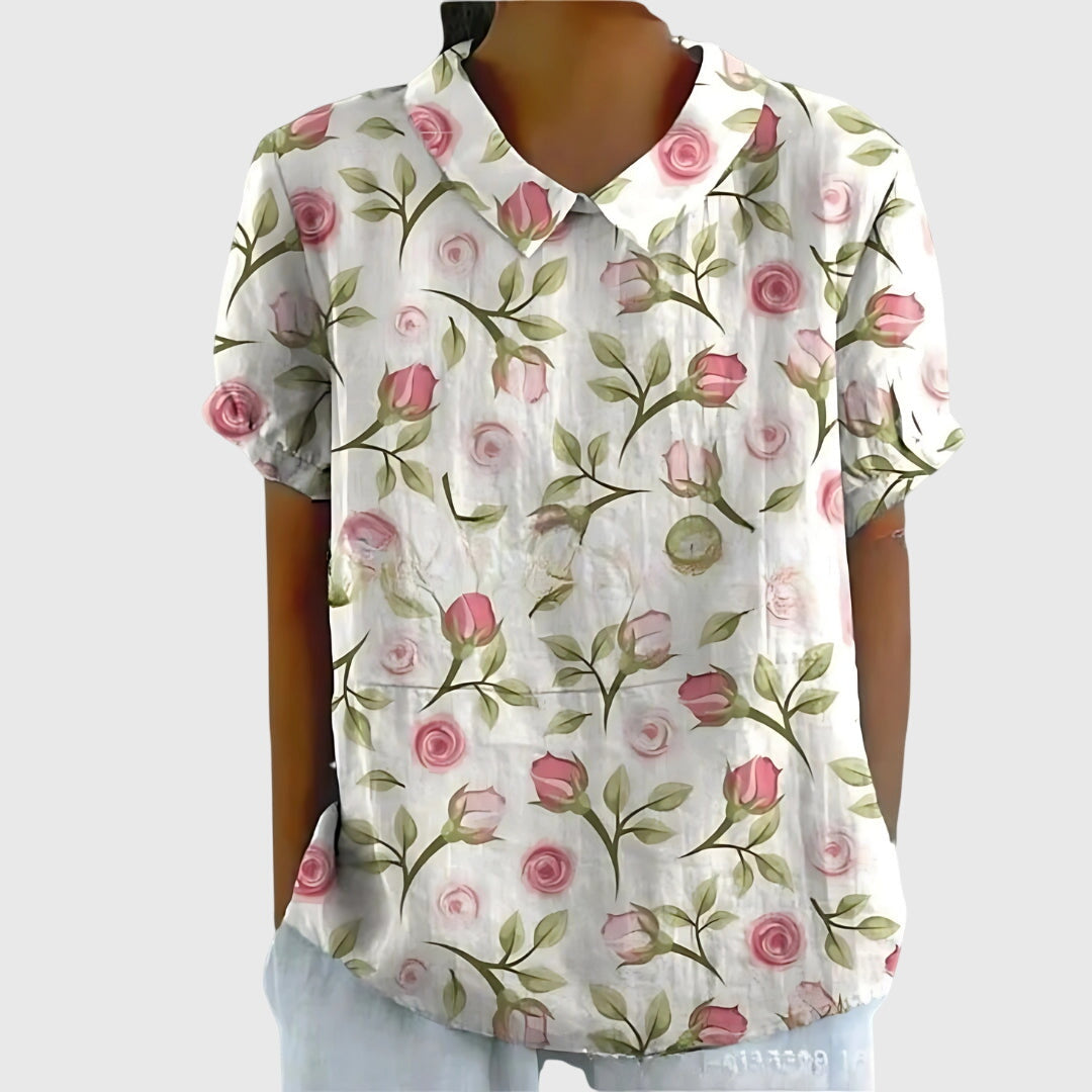 Jenna Floral Blouse for Women - Lightweight Casual Top