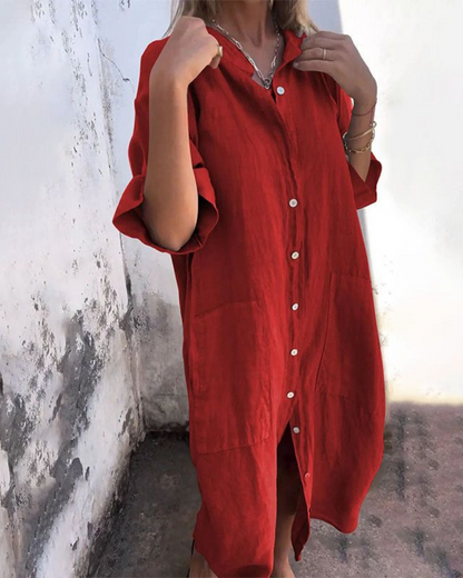 Women’s Oversized Loose Button Down Shirt Dress