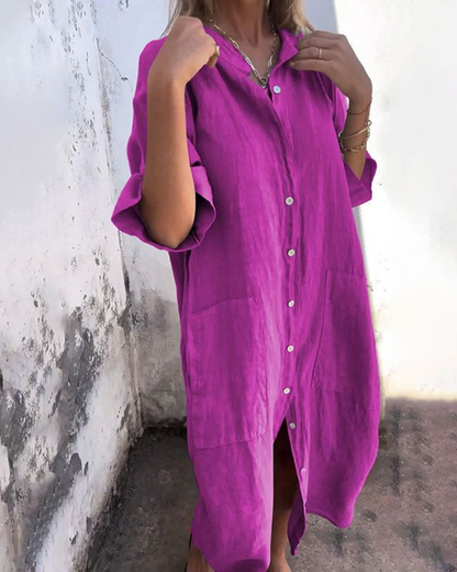 Women’s Oversized Loose Button Down Shirt Dress