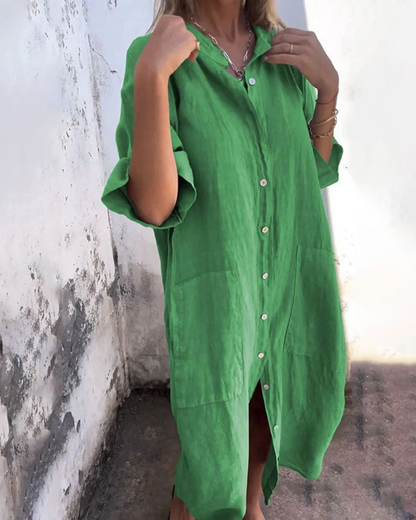 Boho Floral Button-Down Dress