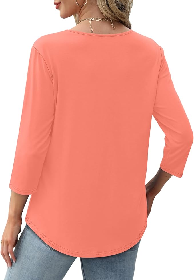Structured 3/4 Sleeve Blouse for Women | Versatile Office Top