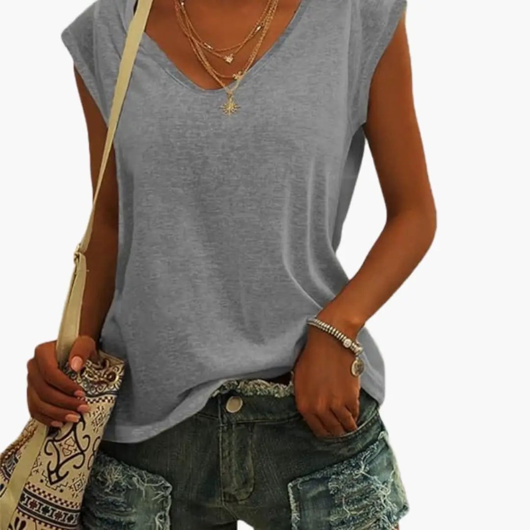 Relaxed Everyday V Neck Sleeveless Top for Women