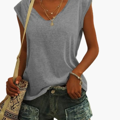 Relaxed Everyday V Neck Sleeveless Top for Women
