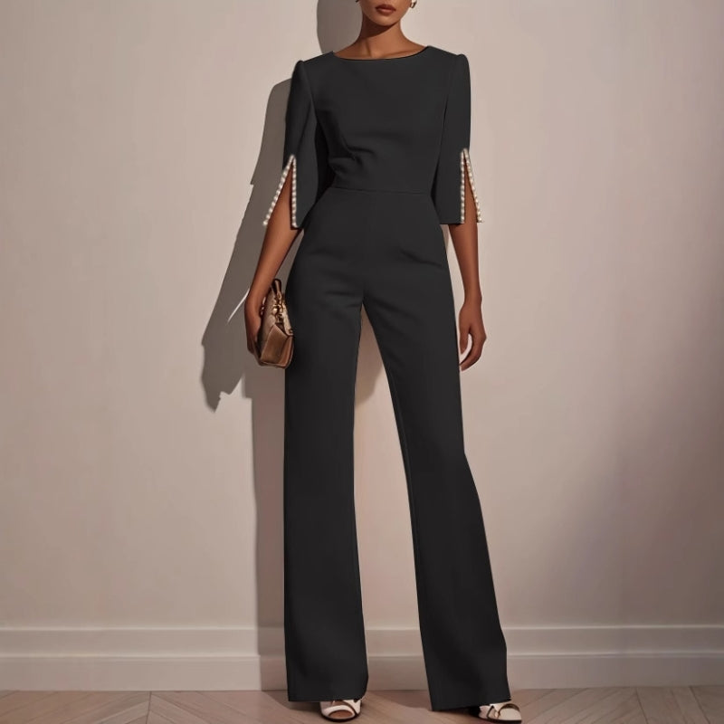 Wide Leg Pearl Detail Jumpsuit for Women