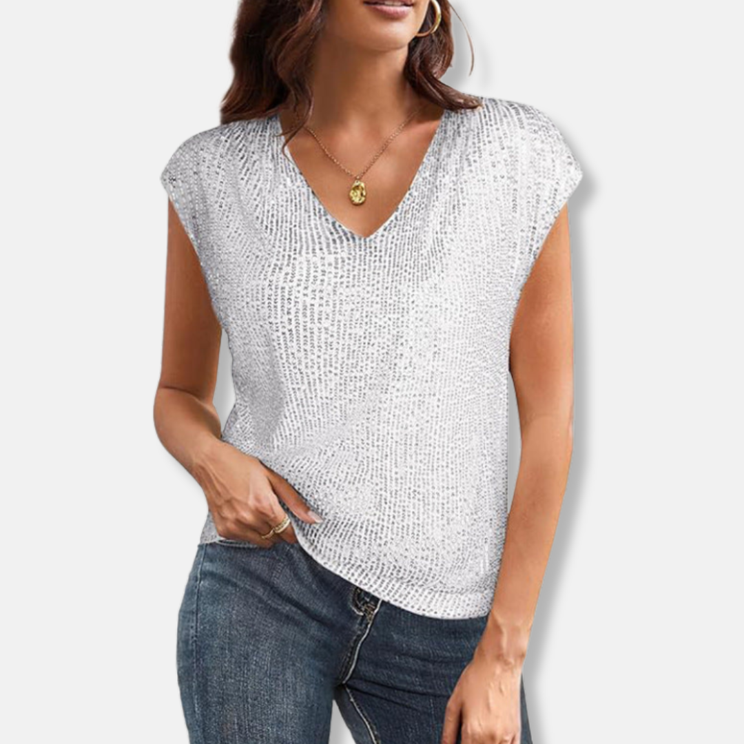 Women’s Sequin V-Neck Party Top
