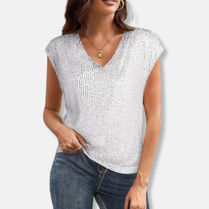 Women’s Sequin V-Neck Party Top