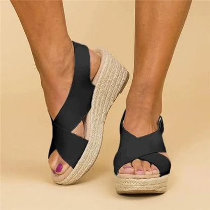 Cross Strap Wedge Espadrille Sandals for Women