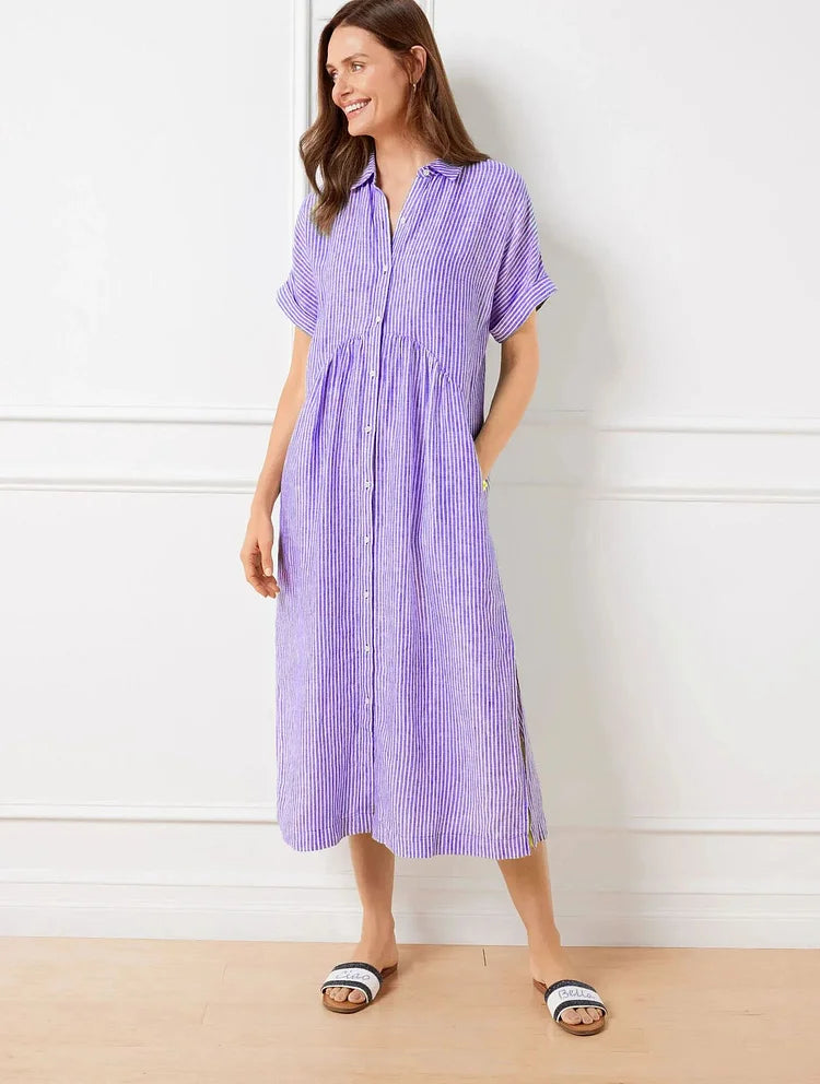 Women’s Relaxed Button-Front Midi Shirt Dress