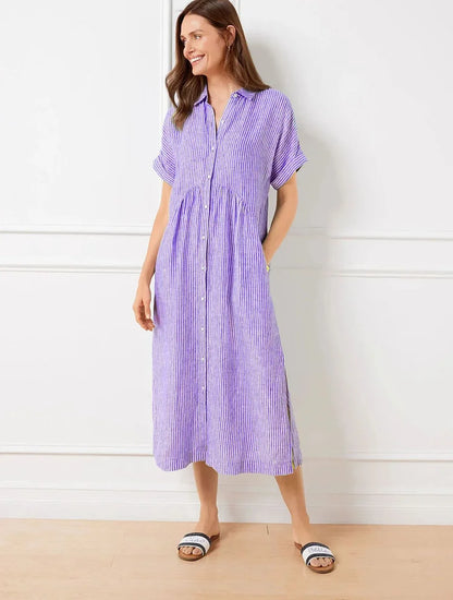 Women’s Relaxed Button-Front Midi Shirt Dress