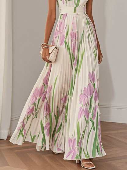 Floral Square Neck Flowy Maxi Dress for Women