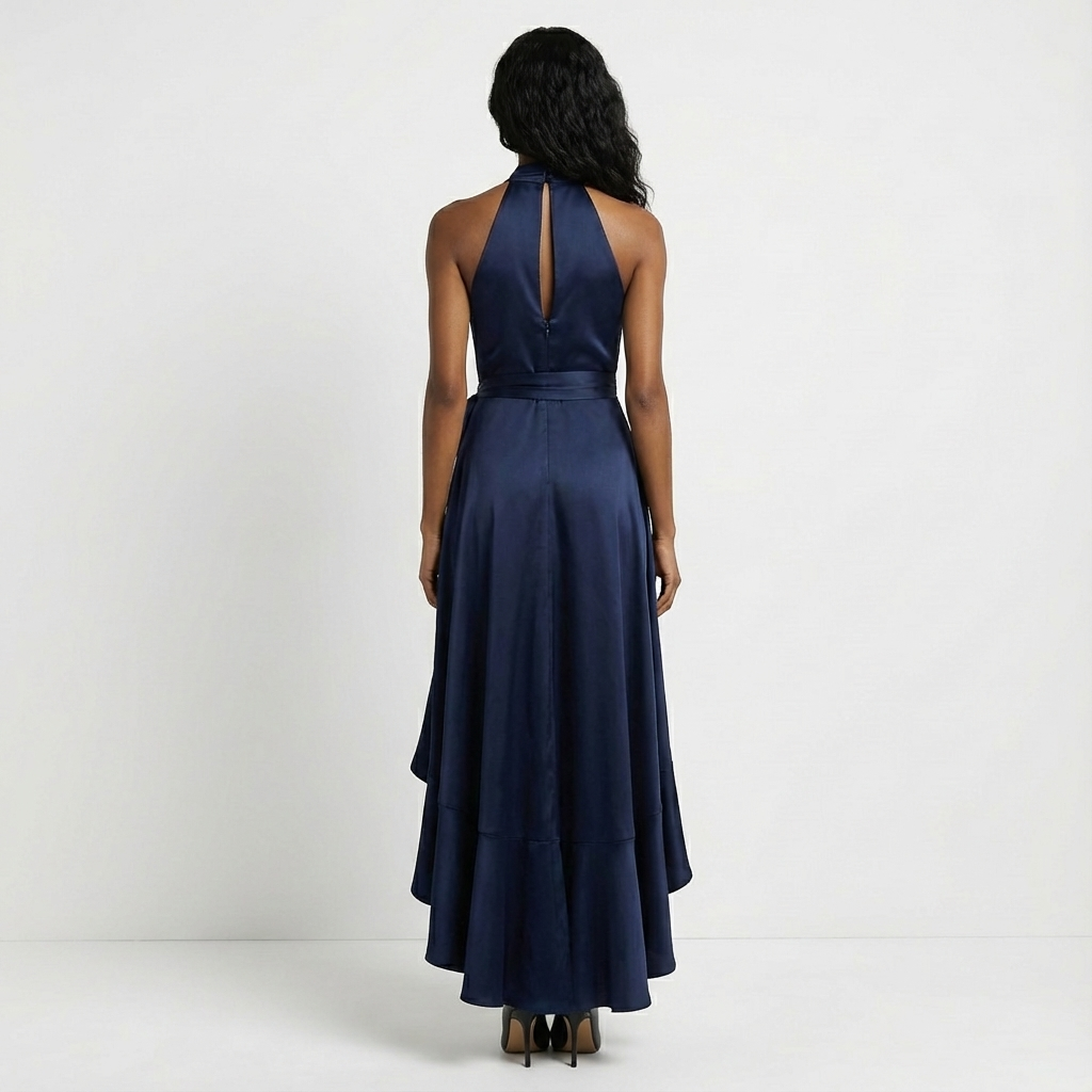 Elegant Women’s Maxi Wedding Guest Dress with Tie-Waist Bow