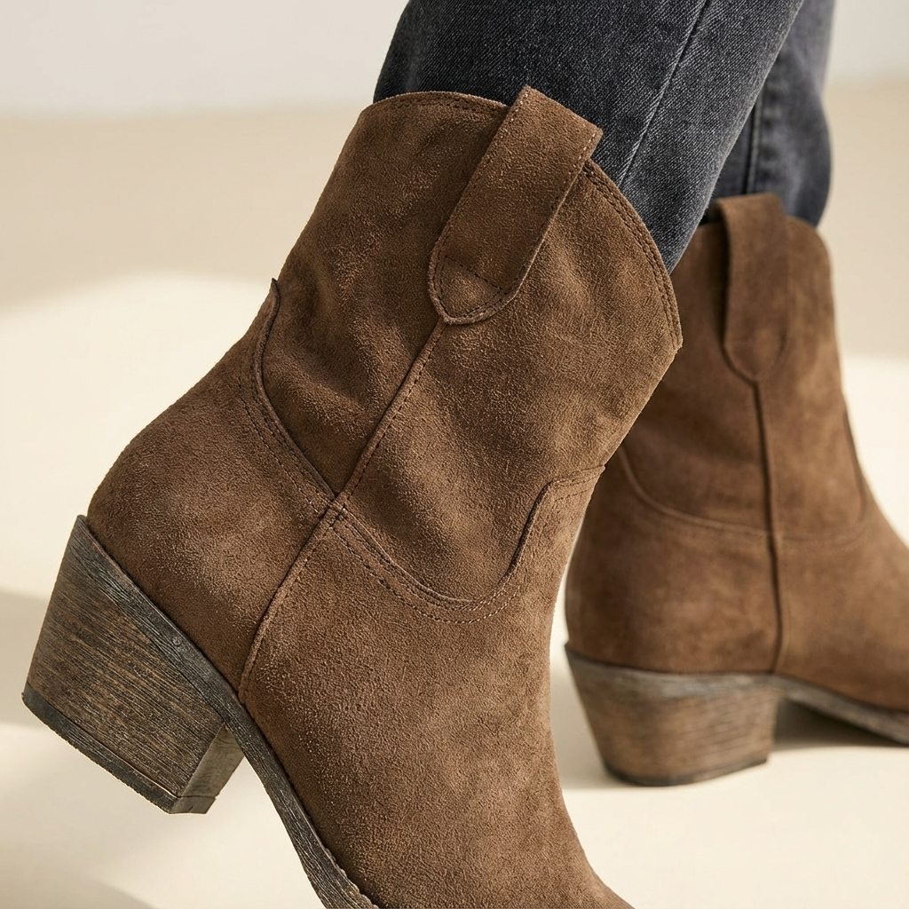 Stylish Women’s Western Ankle Boots with Block Heel