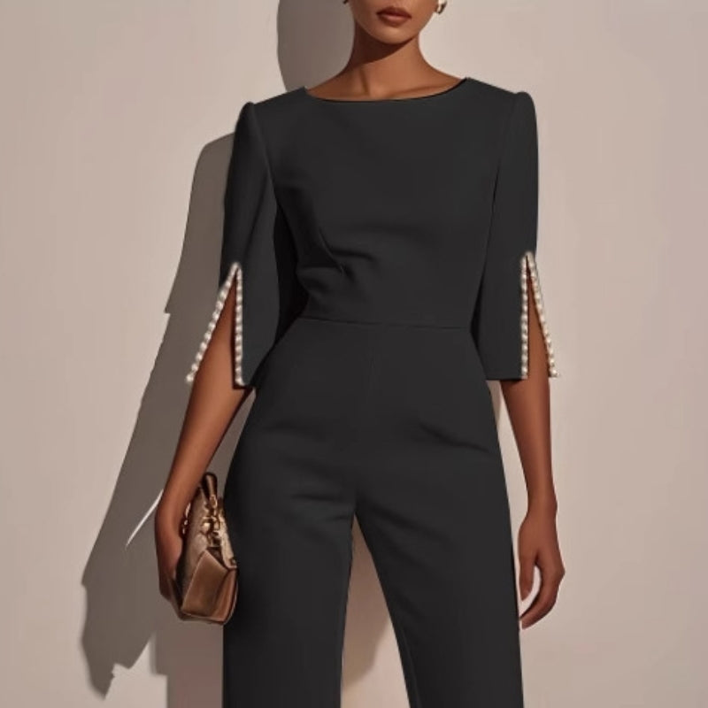 Wide Leg Pearl Detail Jumpsuit for Women