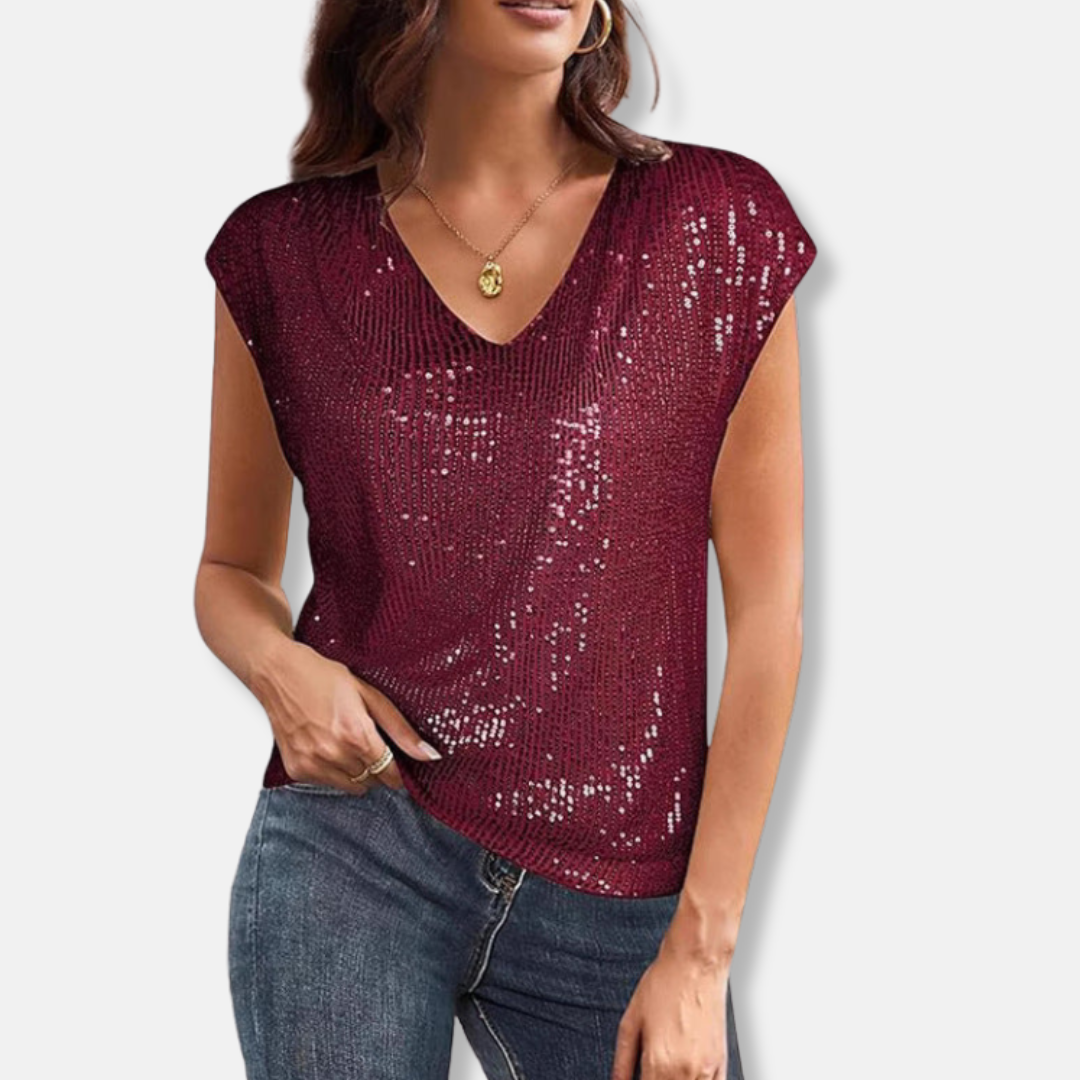 Women’s Sequin V-Neck Party Top