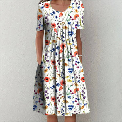 Women's Casual Floral Style Print Midi Dress