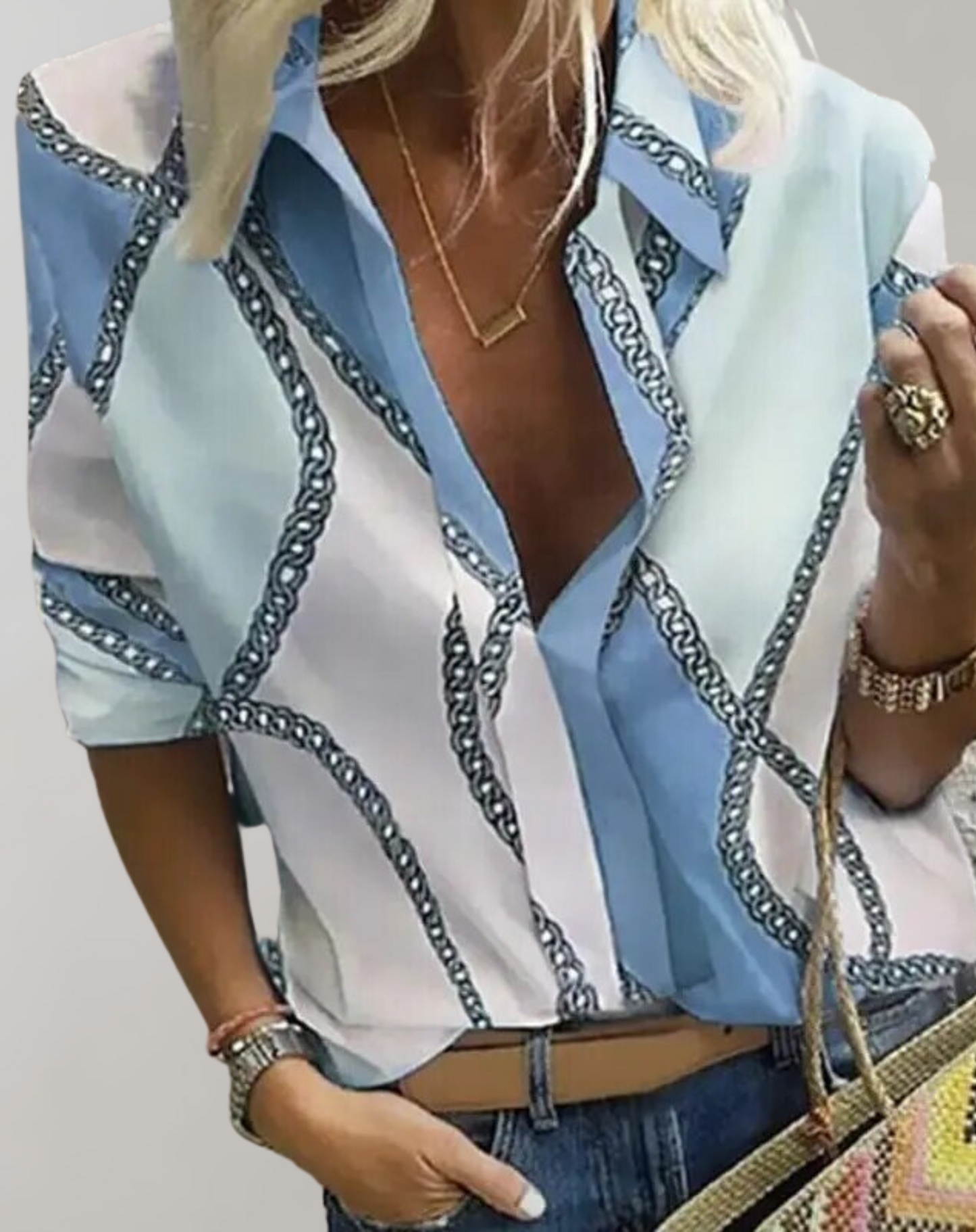 Women's Silk Chain Pattern Blouse