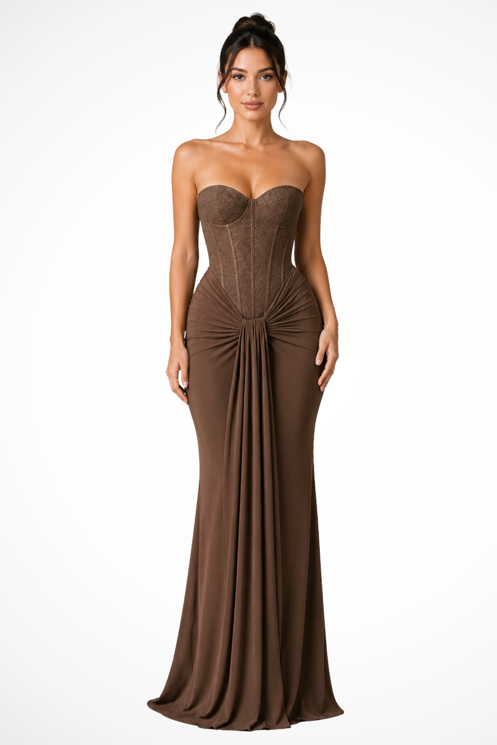 Women’s Sweetheart Neck Mermaid Gown with Draped Corset Bodice