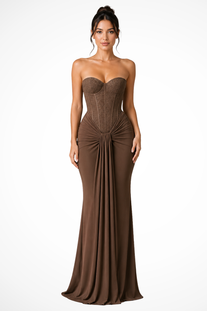 Women’s Sweetheart Neck Mermaid Gown with Draped Corset Bodice