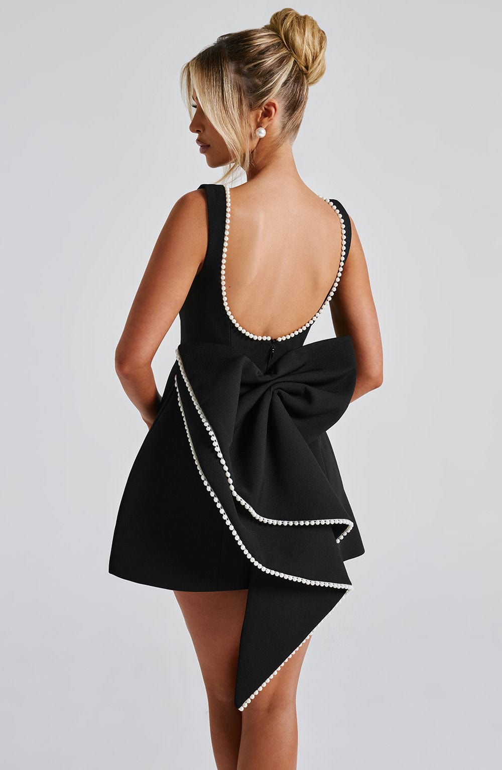 Elegant Open Back Bow Mini Dress for Women