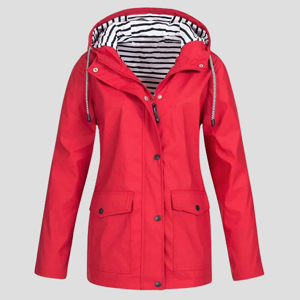 Women’s Hooded Waterproof Jacket with Front Pockets