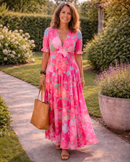 Floral V-Neck Maxi Dress for Women