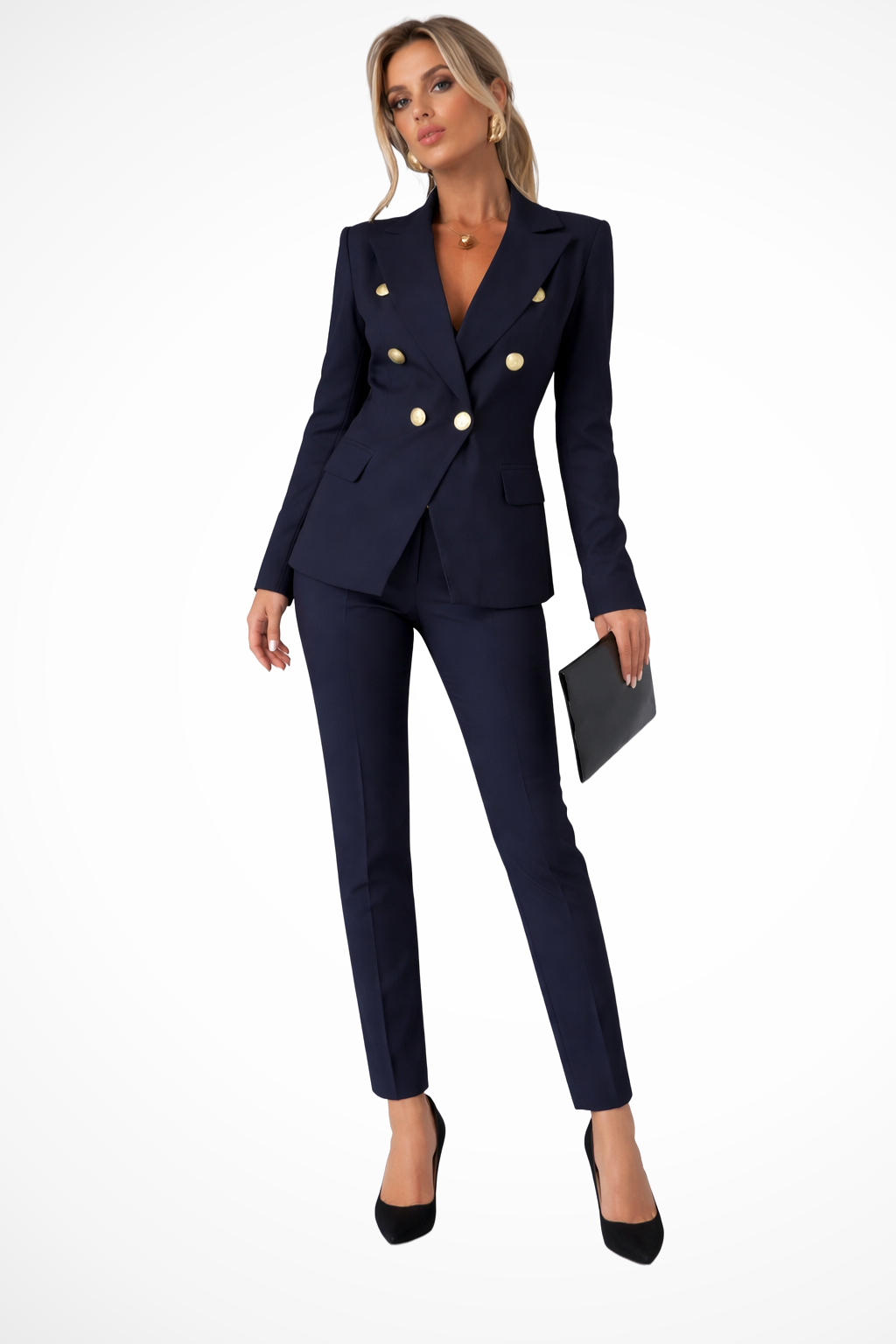 Women’s Double-Breasted Blazer and Tailored Pants Set
