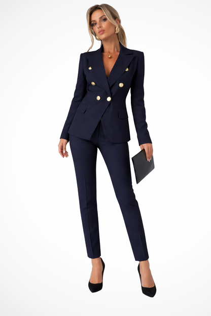 Women’s Double-Breasted Blazer and Tailored Pants Set