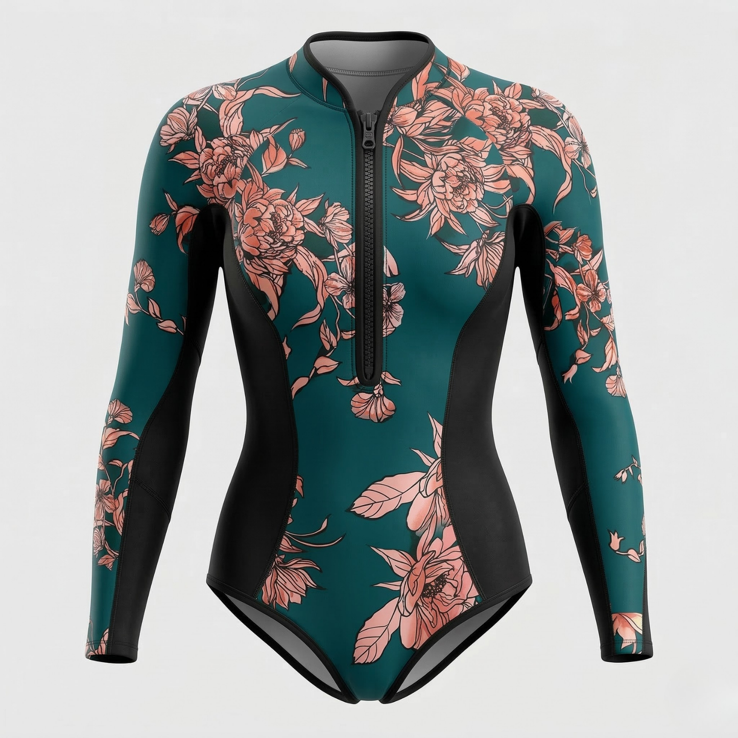 Women's Long Sleeve Tropical Print Surf Suit