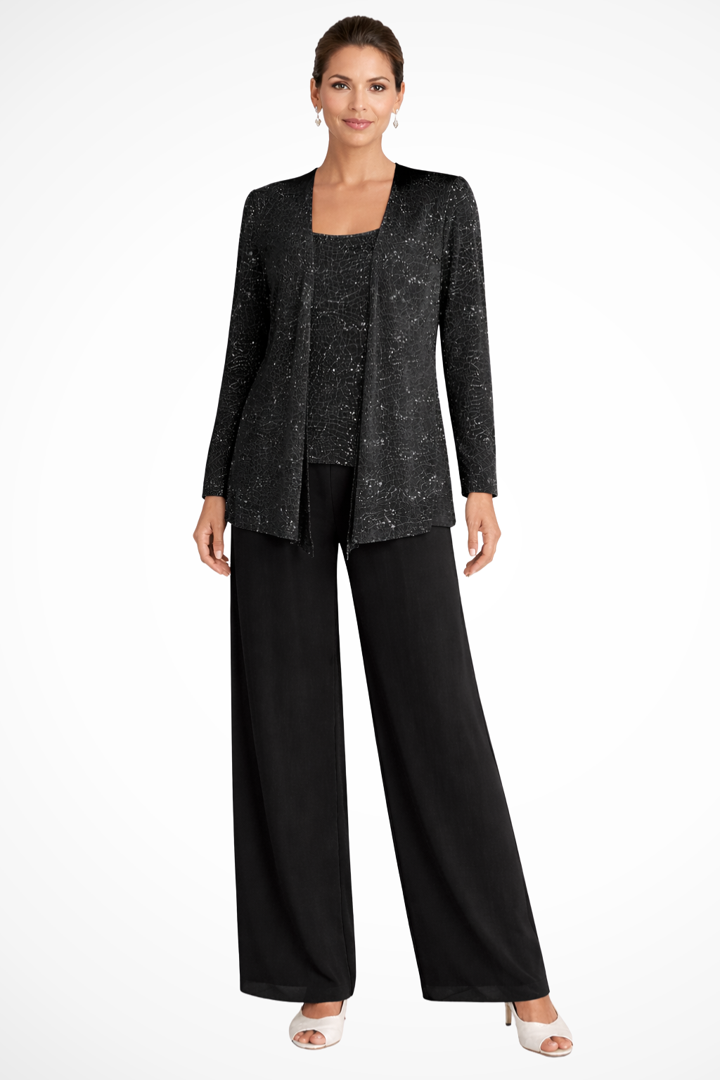 Sophisticated Sequin Three-Piece Pant Set for Women