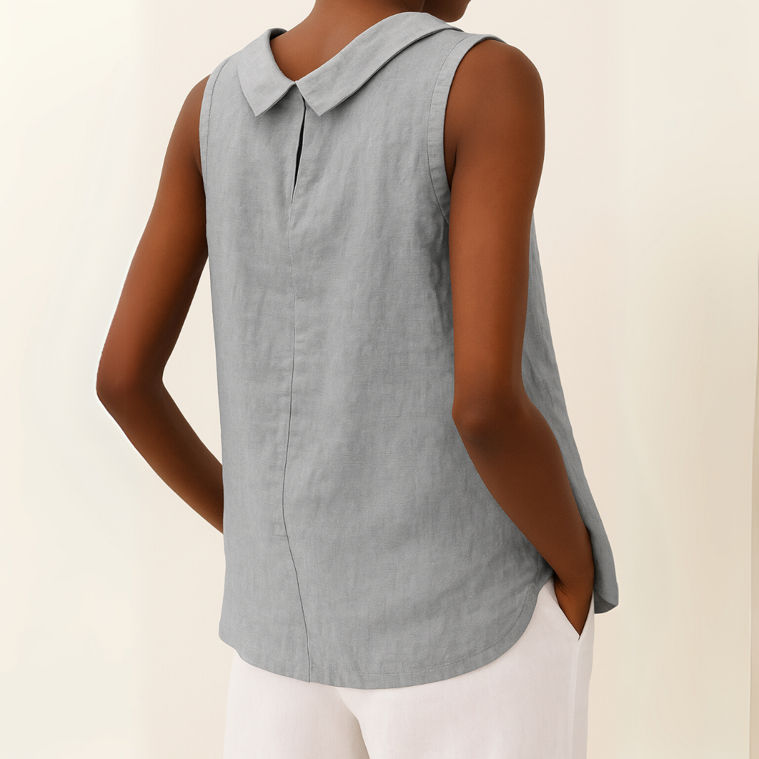 Maria Sleeveless Roll Collar Top for Women, Summer