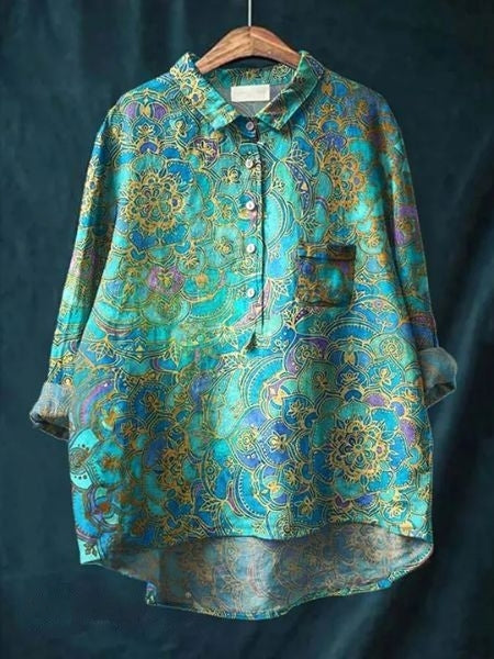 Casual Floral Long Sleeve Blouse Women