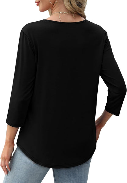 Structured 3/4 Sleeve Blouse for Women | Versatile Office Top