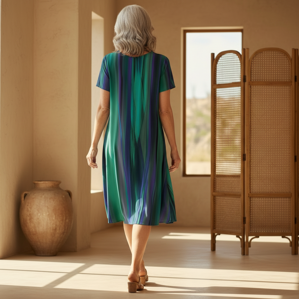 Gradient Midi Dress Boho Casual Flowing Women