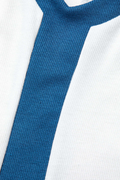 Colorblock Maxi Dress V-Neck Ribbed Knit for Women