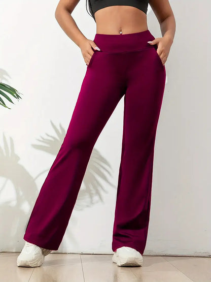 High-Waisted Flared Active Pants with Stretch Fit