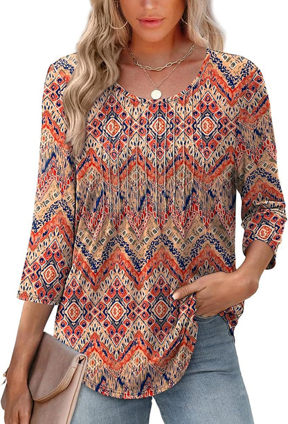 Structured 3/4 Sleeve Blouse for Women | Versatile Office Top
