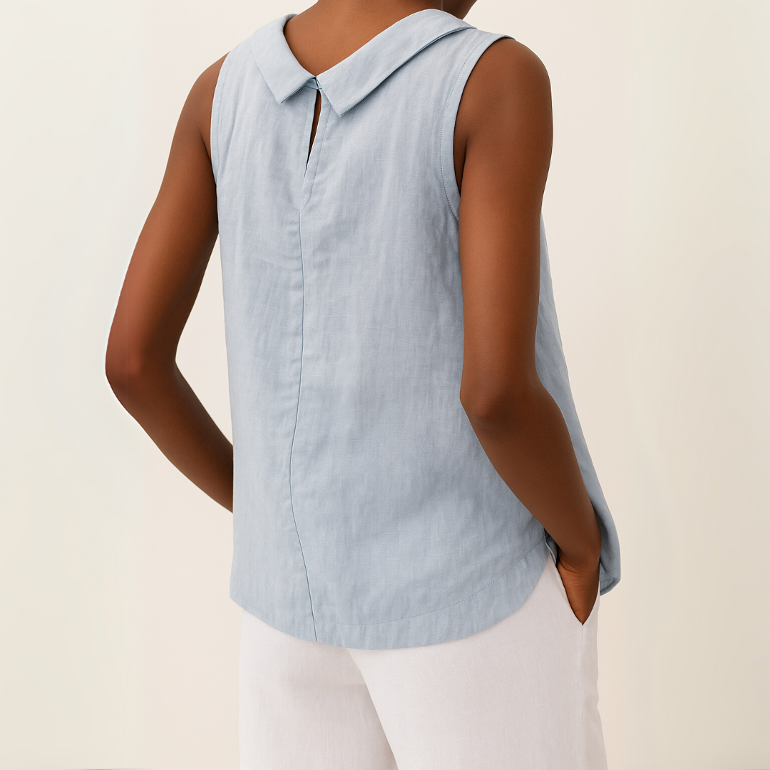Elegant Sleeveless Top Roll Collar