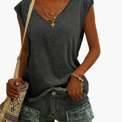 Relaxed Everyday V Neck Sleeveless Top for Women