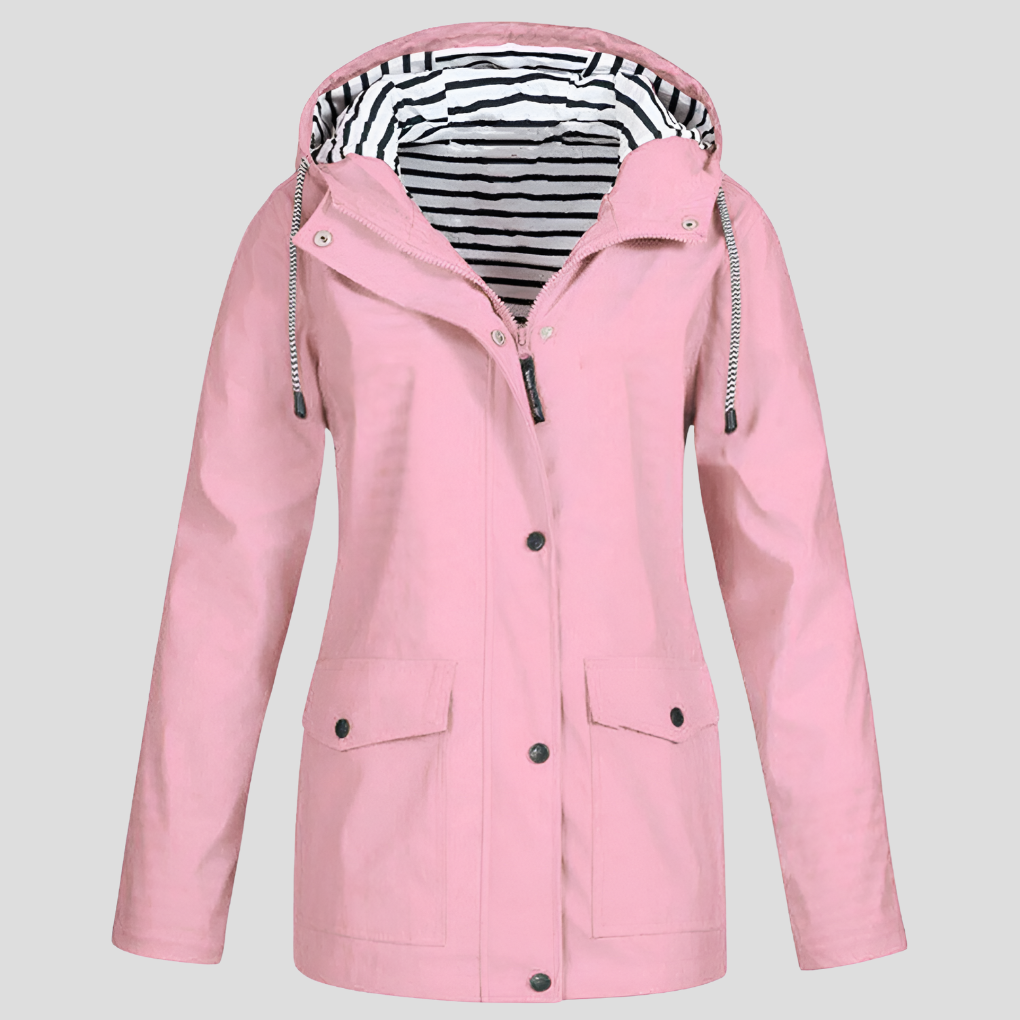 Women’s Hooded Waterproof Jacket with Front Pockets