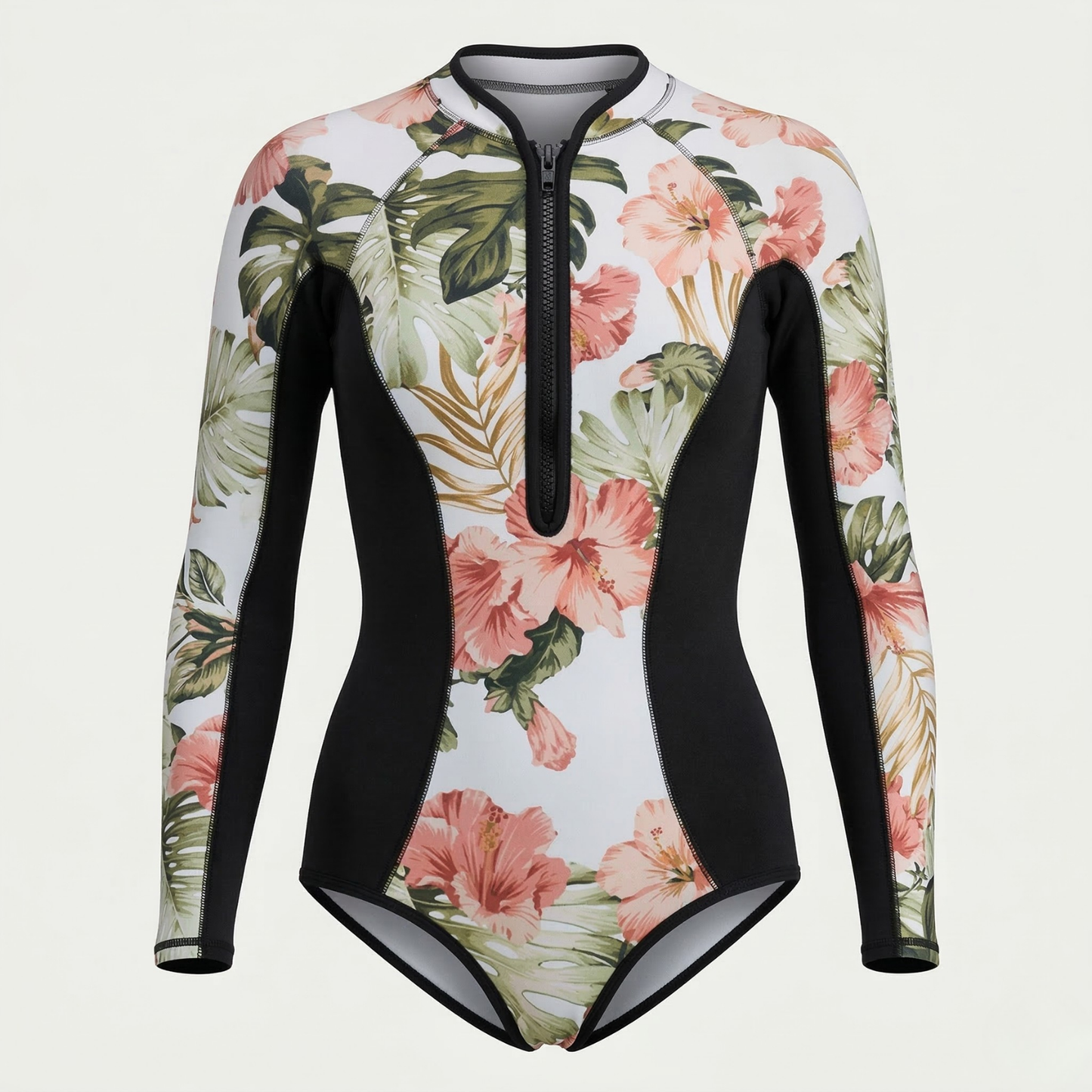 Women's Long Sleeve Tropical Print Surf Suit